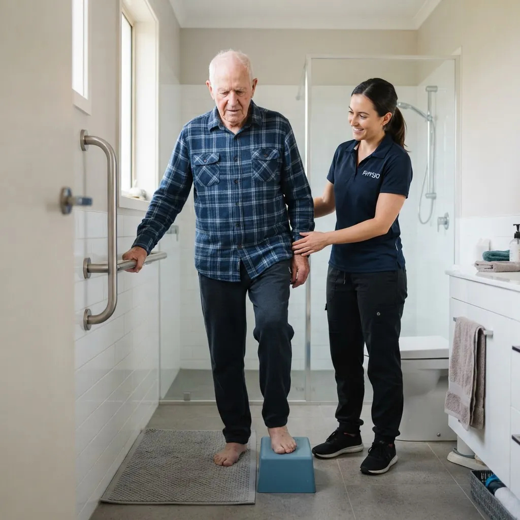 Home physiotherapy in the bathroom