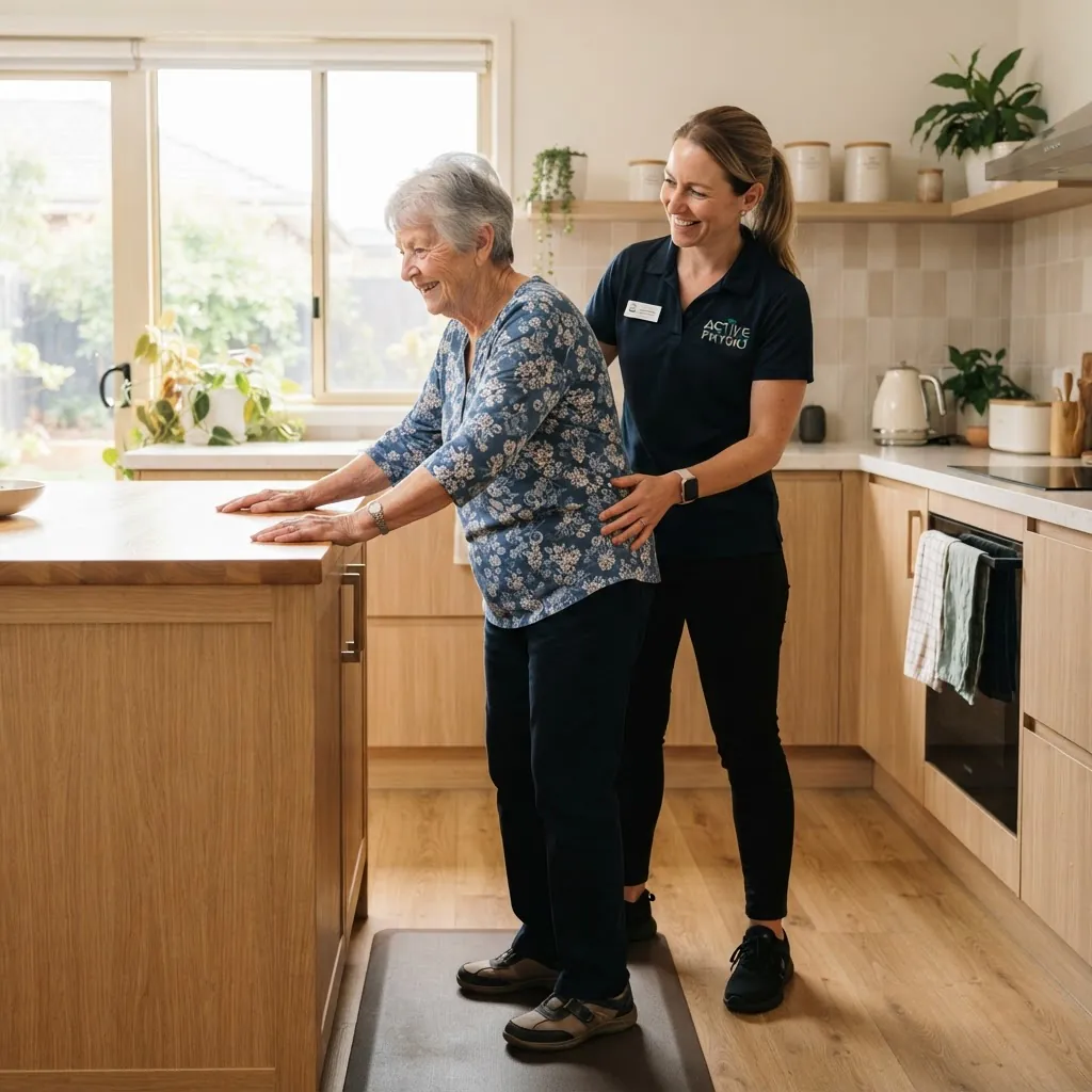Home physiotherapy in the kitchen