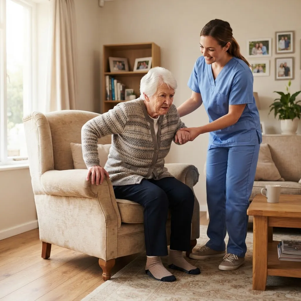 Home physiotherapy in the living room
