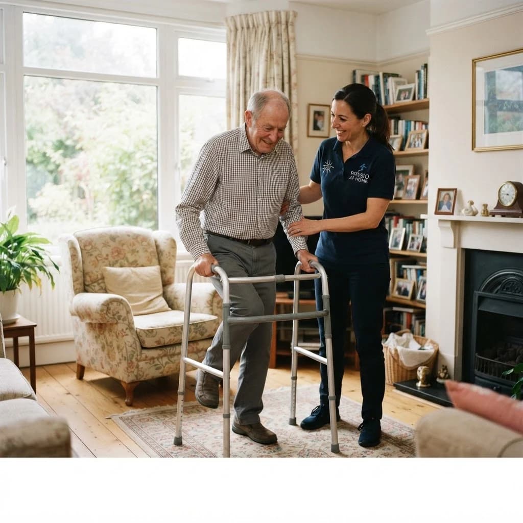 Physiotherapist helping a patient at home