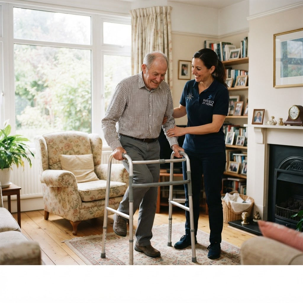 Physiotherapist helping a patient at home